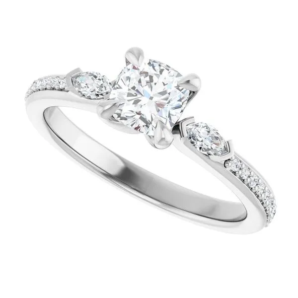 Claw-Prong Three-Stone Engagement Ring Image 5 J. Thomas Jewelers Rochester Hills, MI