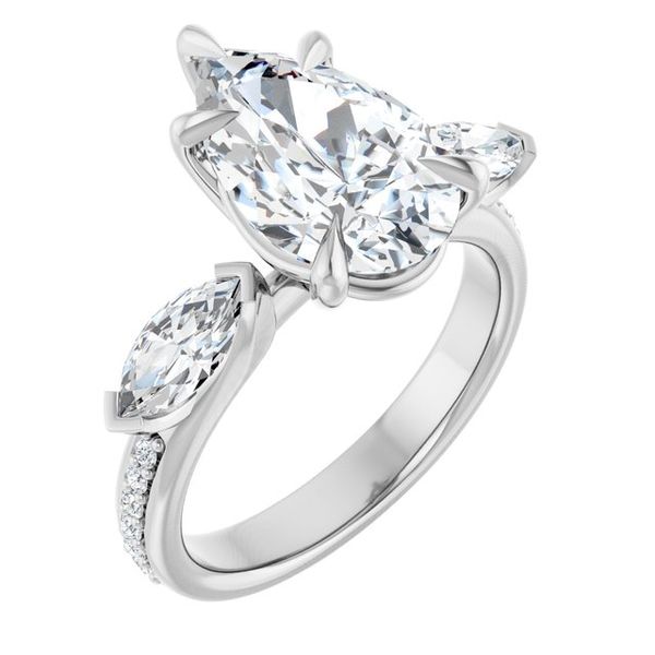 Claw-Prong Three-Stone Engagement Ring