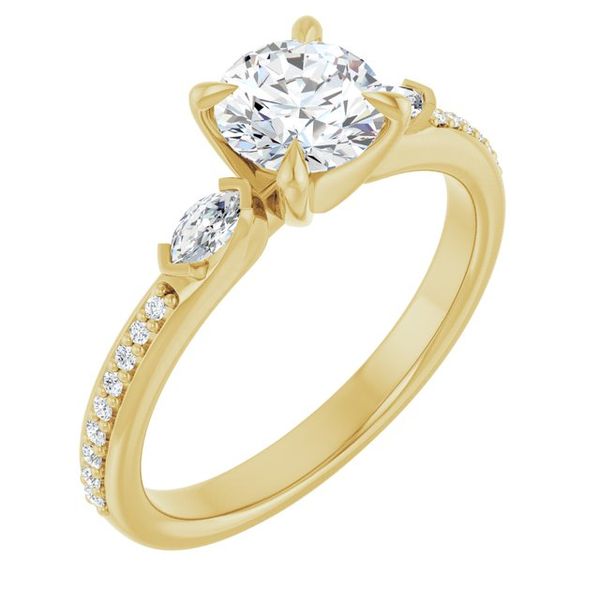 Claw-Prong Three-Stone Engagement Ring