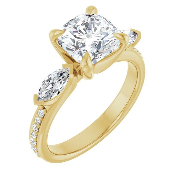 Claw-Prong Three-Stone Engagement Ring
