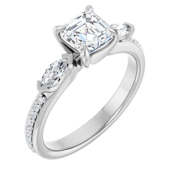 Claw-Prong Three-Stone Engagement Ring