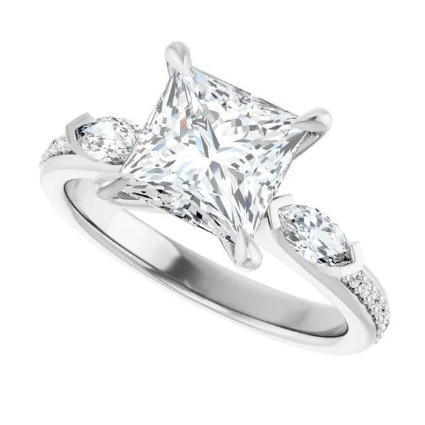 Claw-Prong Three-Stone Engagement Ring Image 5 J. West Jewelers Round Rock, TX