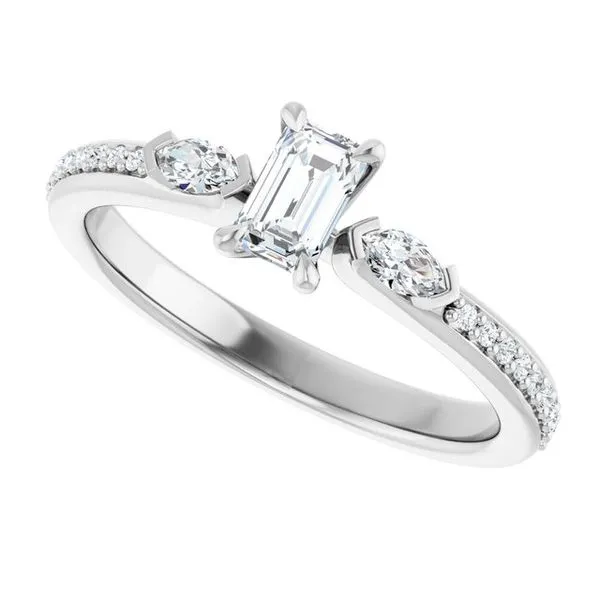 Claw-Prong Three-Stone Engagement Ring Image 5 J. Thomas Jewelers Rochester Hills, MI