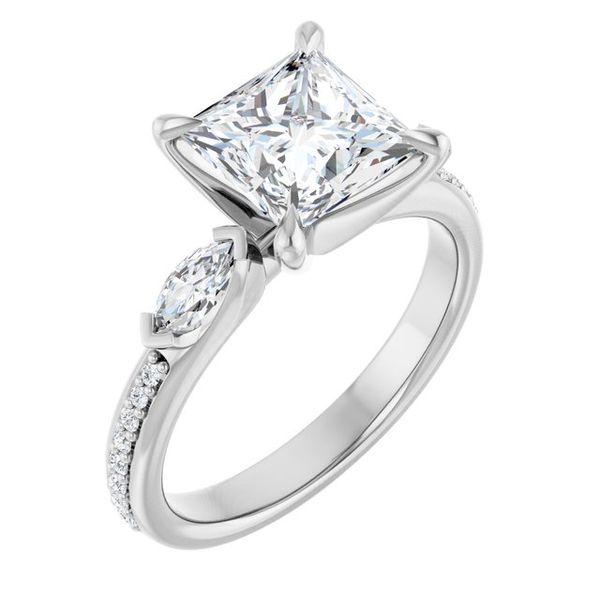 Claw-Prong Three-Stone Engagement Ring