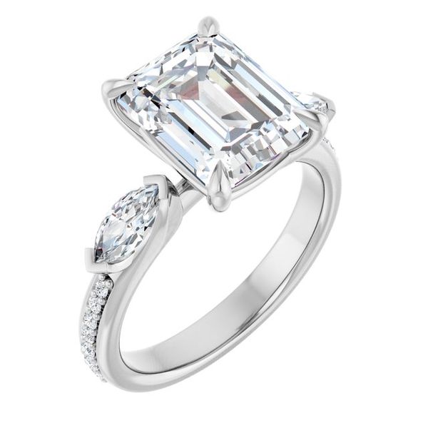 Claw-Prong Three-Stone Engagement Ring
