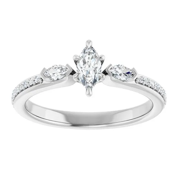 Claw-Prong Three-Stone Engagement Ring Image 3 Hudson Valley Goldsmith New Paltz, NY