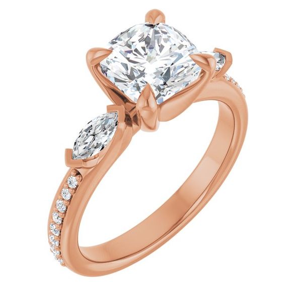 Claw-Prong Three-Stone Engagement Ring