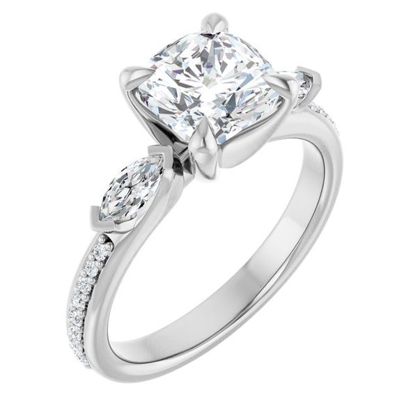 Claw-Prong Three-Stone Engagement Ring