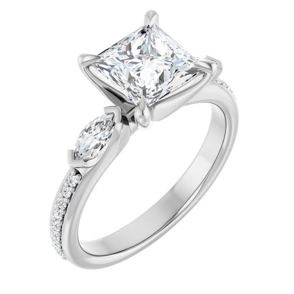 Claw-Prong Three-Stone Engagement Ring