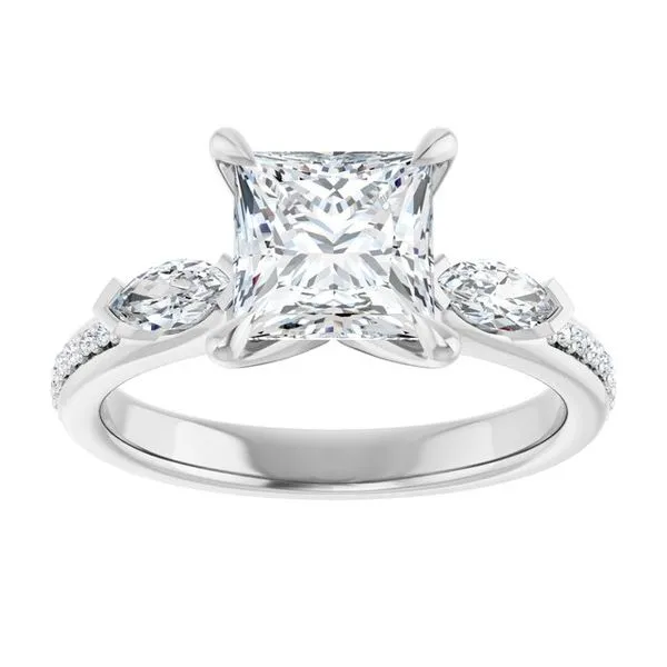 Claw-Prong Three-Stone Engagement Ring Image 3 J. Thomas Jewelers Rochester Hills, MI