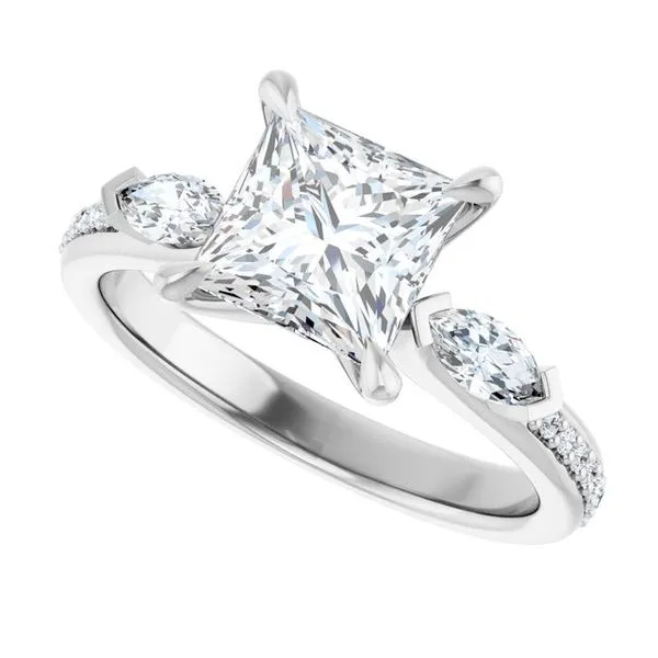 Claw-Prong Three-Stone Engagement Ring Image 5 J. Thomas Jewelers Rochester Hills, MI