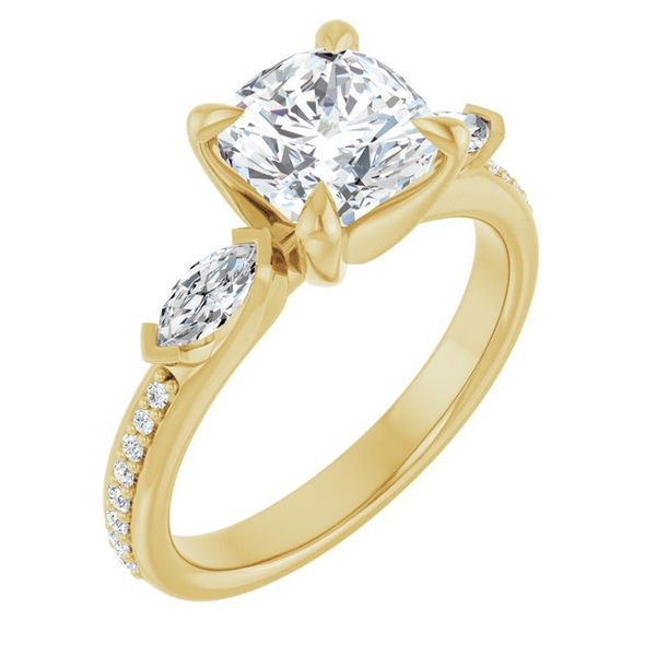Claw-Prong Three-Stone Engagement Ring