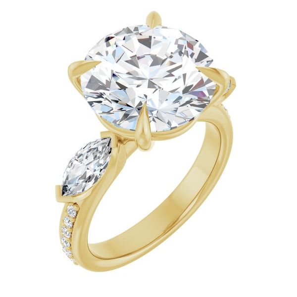 Claw-Prong Three-Stone Engagement Ring