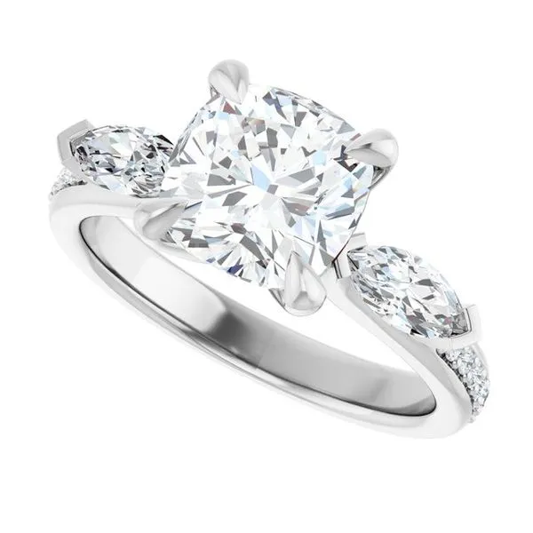 Claw-Prong Three-Stone Engagement Ring Image 5 Hudson Valley Goldsmith New Paltz, NY