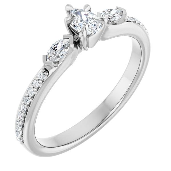 Claw-Prong Three-Stone Engagement Ring