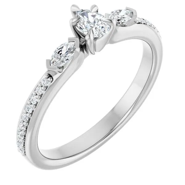 Claw-Prong Three-Stone Engagement Ring