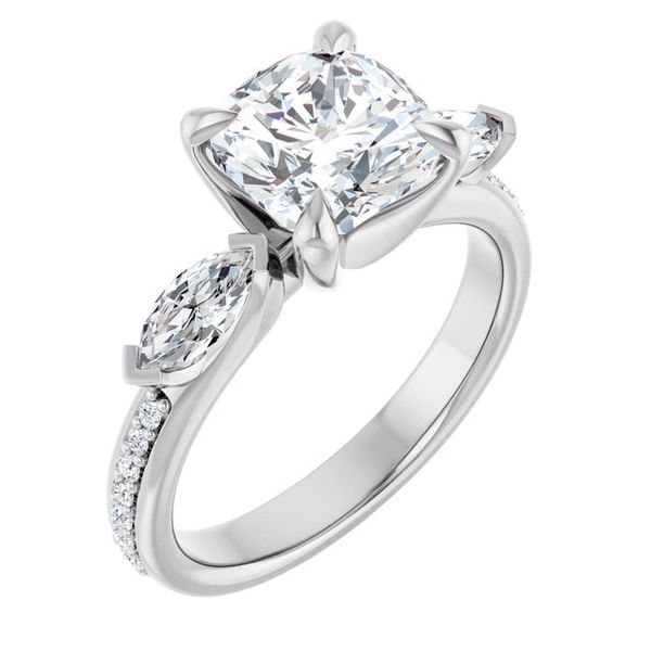 Claw-Prong Three-Stone Engagement Ring