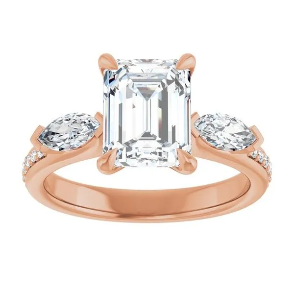 Claw-Prong Three-Stone Engagement Ring Image 3 The Jewelry Source El Segundo, CA