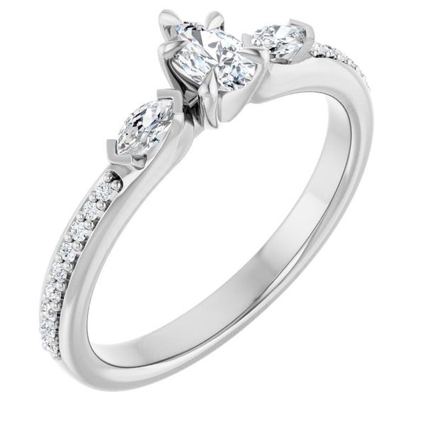 Claw-Prong Three-Stone Engagement Ring