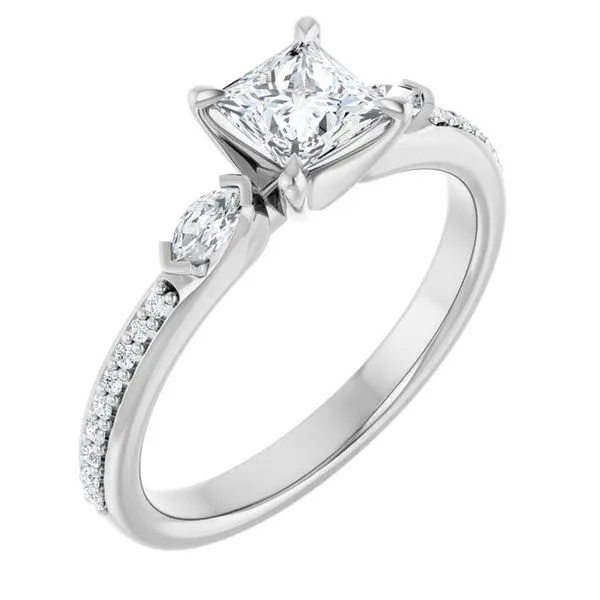 Claw-Prong Three-Stone Engagement Ring Futer Bros Jewelers York, PA