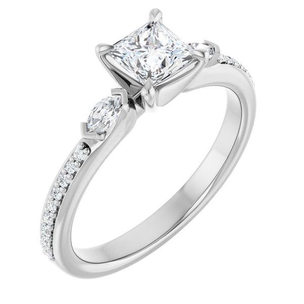 Claw-Prong Three-Stone Engagement Ring