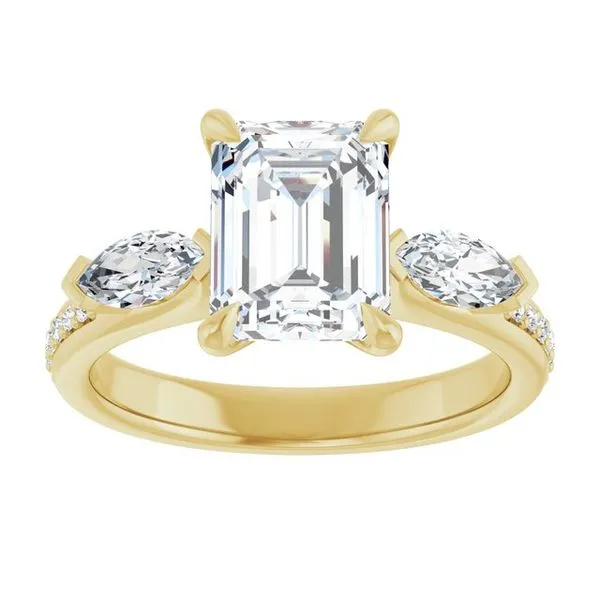 Claw-Prong Three-Stone Engagement Ring Image 3 Hudson Valley Goldsmith New Paltz, NY