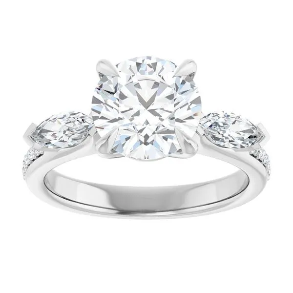 Claw-Prong Three-Stone Engagement Ring Image 3 JF Jones Jewelers Rochester, NY