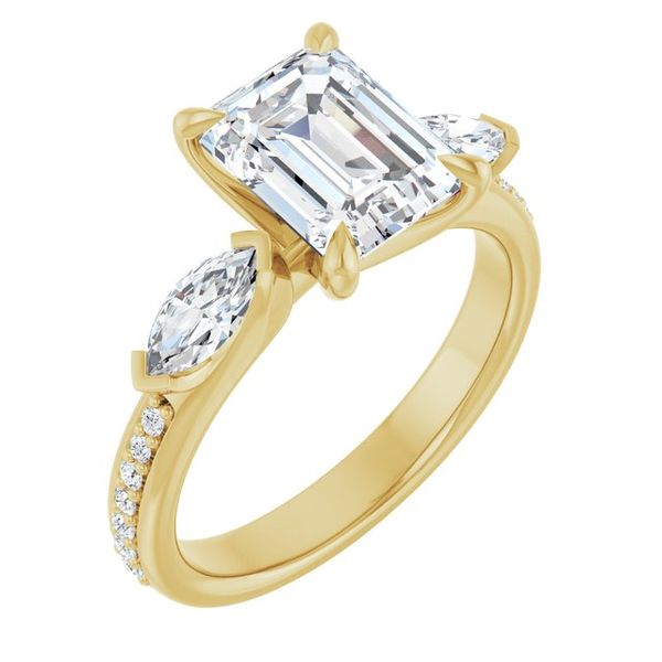 Claw-Prong Three-Stone Engagement Ring
