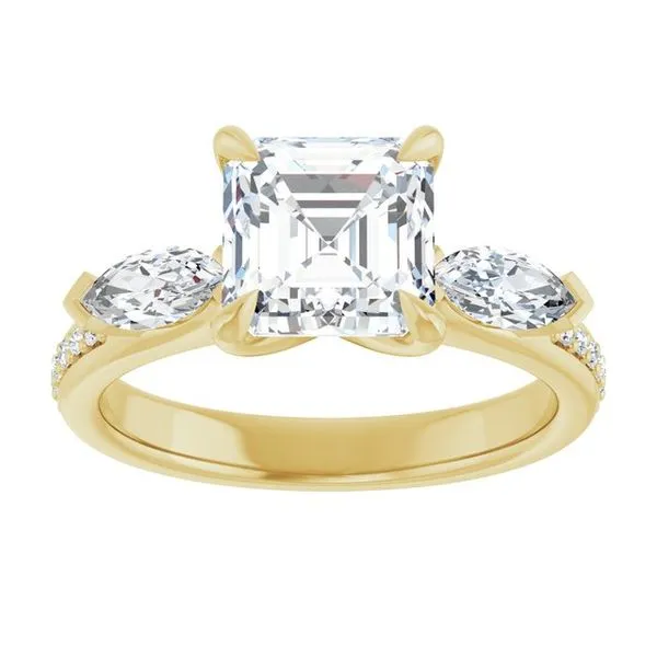 Claw-Prong Three-Stone Engagement Ring Image 3 Northwood Jewelers Northwood, OH