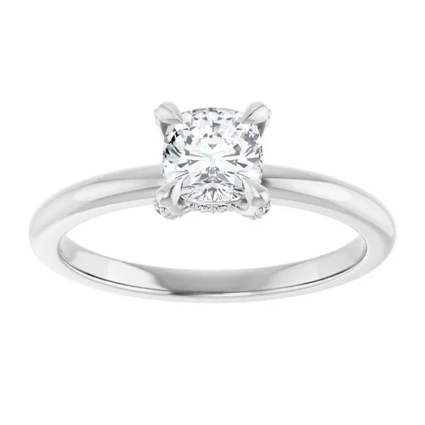 Claw-Prong Hidden Halo-Style Engagement Ring Image 3 Hudson Valley Goldsmith New Paltz, NY