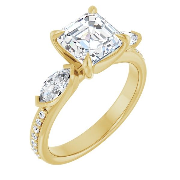 Claw-Prong Three-Stone Engagement Ring