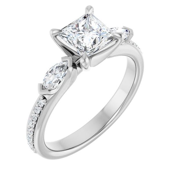 Claw-Prong Three-Stone Engagement Ring