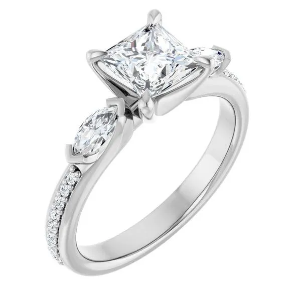 Claw-Prong Three-Stone Engagement Ring