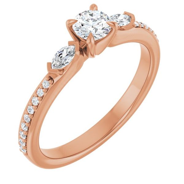 Claw-Prong Three-Stone Engagement Ring