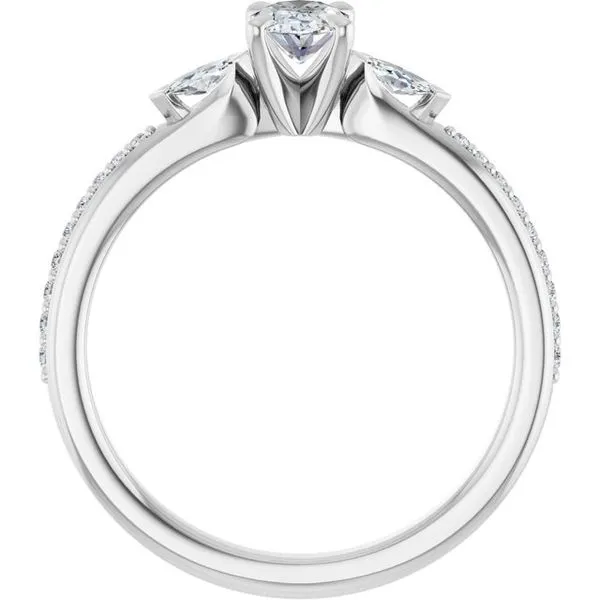 Claw-Prong Three-Stone Engagement Ring Image 2 J. West Jewelers Round Rock, TX