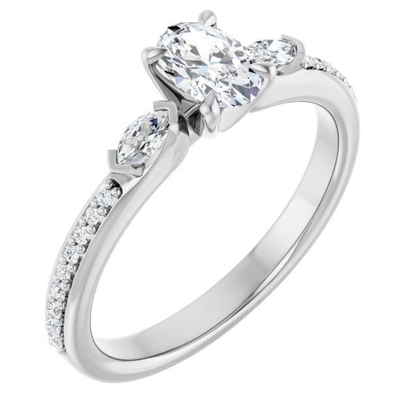 Claw-Prong Three-Stone Engagement Ring