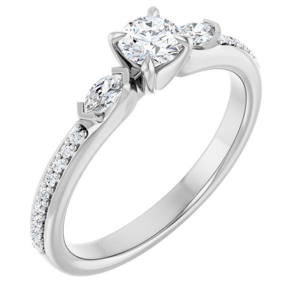 Claw-Prong Three-Stone Engagement Ring