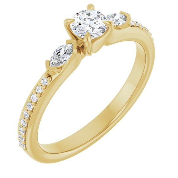 Claw-Prong Three-Stone Engagement Ring
