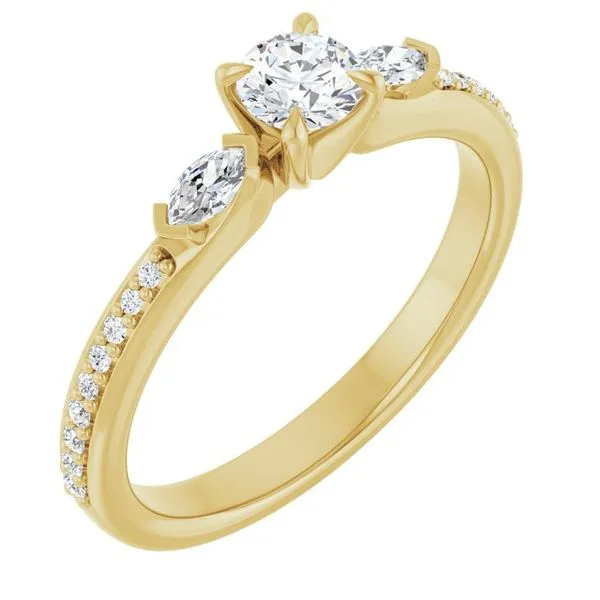 Claw-Prong Three-Stone Engagement Ring
