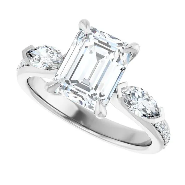 Claw-Prong Three-Stone Engagement Ring Image 5 J. West Jewelers Round Rock, TX