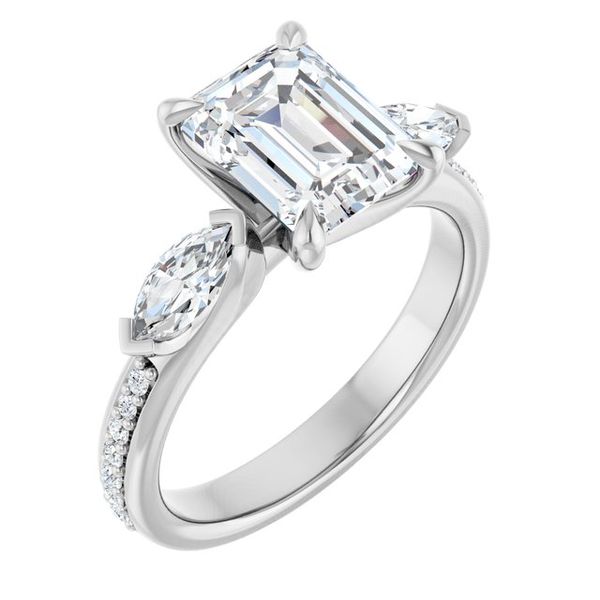 Claw-Prong Three-Stone Engagement Ring