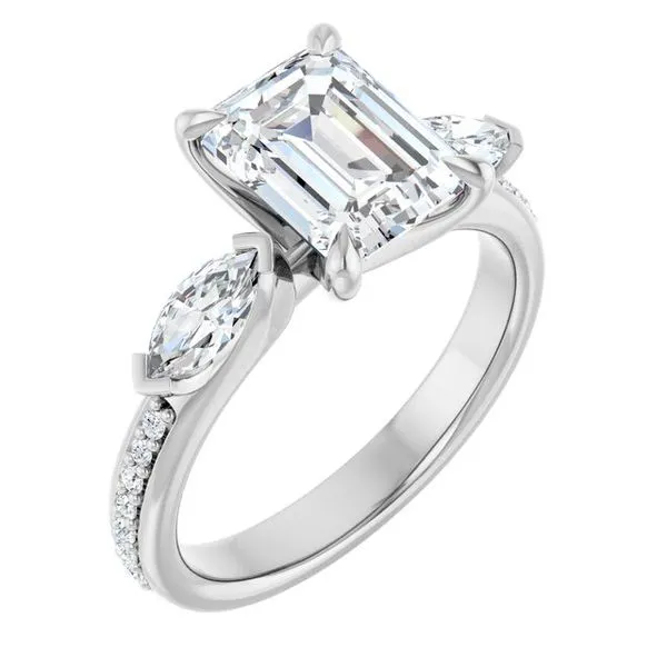 Claw-Prong Three-Stone Engagement Ring Don's Jewelry & Design Washington, IA