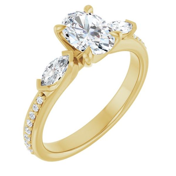 Claw-Prong Three-Stone Engagement Ring