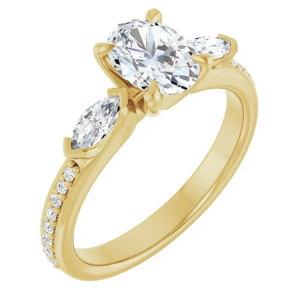 Claw-Prong Three-Stone Engagement Ring