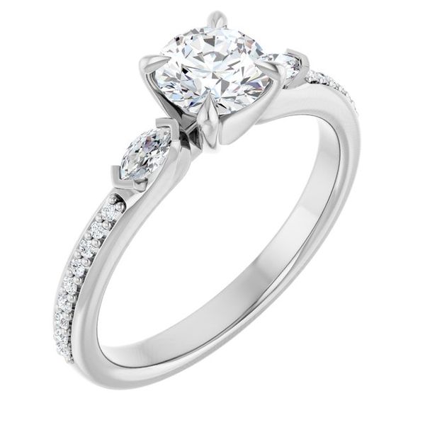 Claw-Prong Three-Stone Engagement Ring