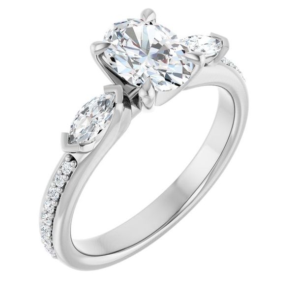Claw-Prong Three-Stone Engagement Ring