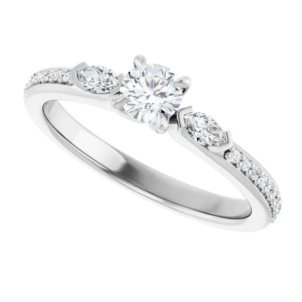 Claw-Prong Three-Stone Engagement Ring Image 5 J. Thomas Jewelers Rochester Hills, MI