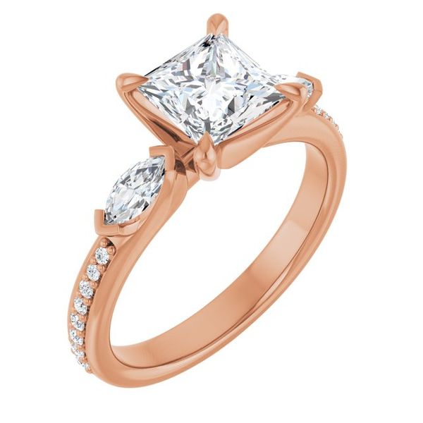 Claw-Prong Three-Stone Engagement Ring