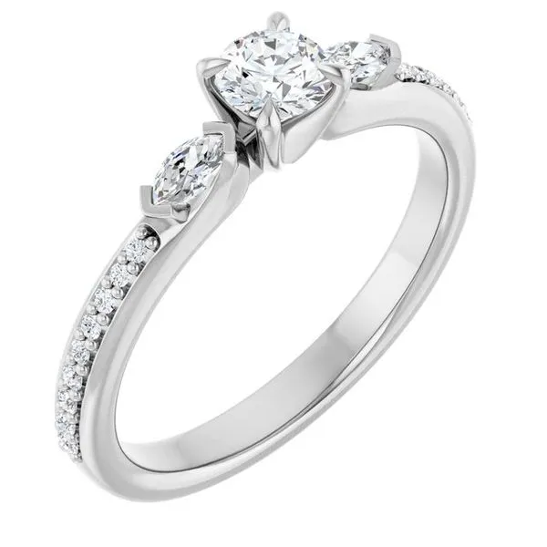 Claw-Prong Three-Stone Engagement Ring