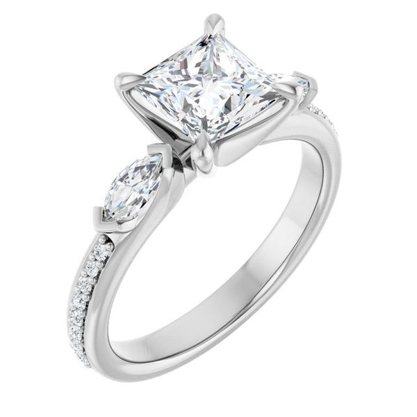 Claw-Prong Three-Stone Engagement Ring